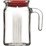 Jarra 600ML 14cm Com Tampa Vermelha Frigo em Vidro Pasabahce
